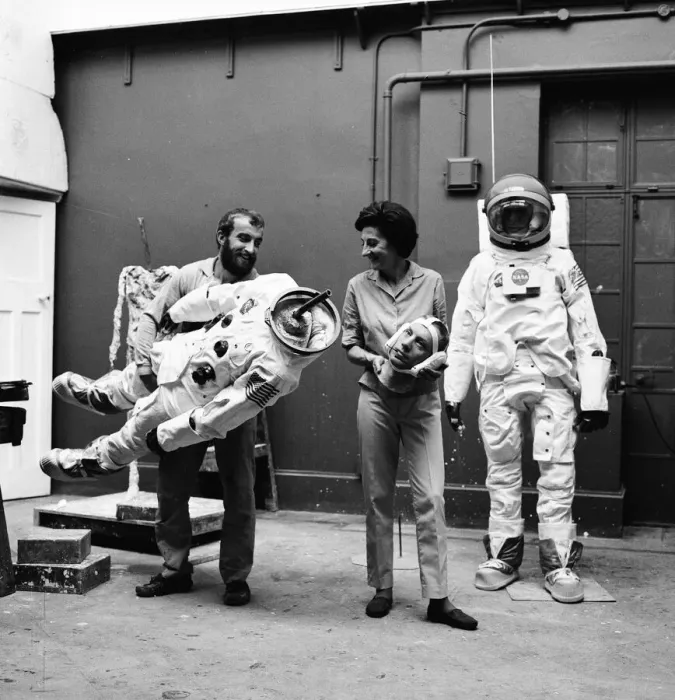 Framed Print : Madame Tussauds staff put the finishing touches to waxwork models of astronauts Neil Framed Print : Madame Tussauds staff put the finishing touches to waxwork models of astronauts Neil