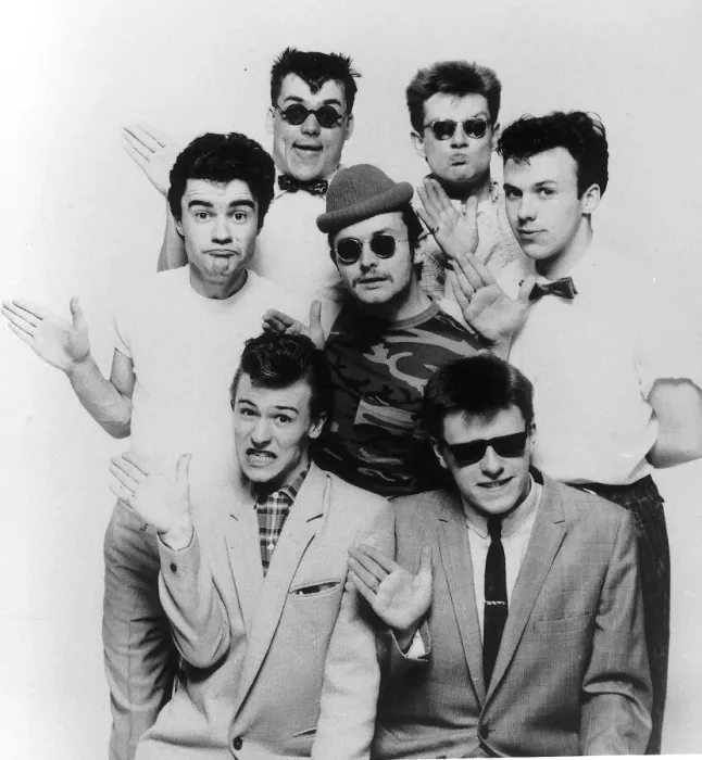 Framed Print : Madness Pop Group Carl, Lee, Mark, Suggs, Chris, Mike and Woody, 18th November 1982 Framed Print : Madness Pop Group Carl, Lee, Mark, Suggs, Chris, Mike and Woody, 18th November 1982