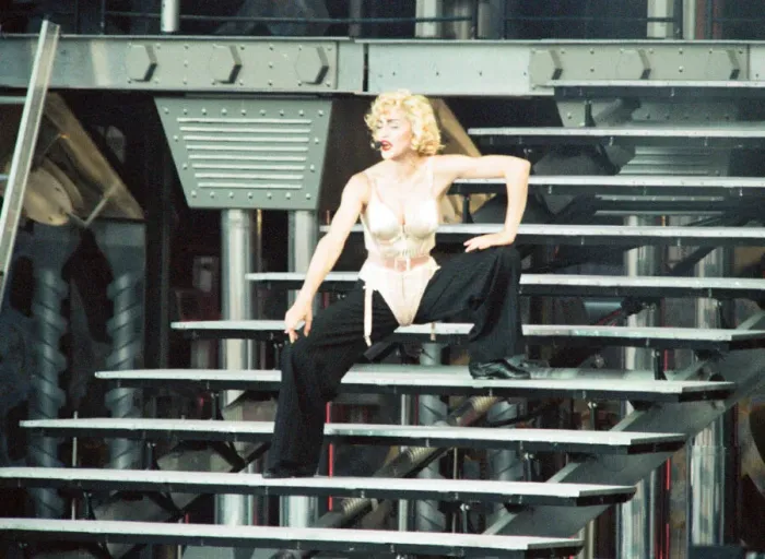 Framed Print : Madonna performing at Eriksberg during her Blond Ambition World Tour. 30th June 1990 Framed Print : Madonna performing at Eriksberg during her Blond Ambition World Tour. 30th June 1990