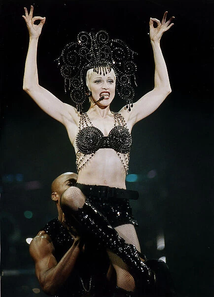 Madonna Pop Singer in Concert at Wembley during her Girlie Show tour