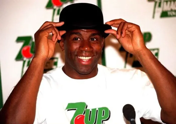 Framed Print : Magic Johnson 2nd September 1994. Pictured wearing bowler hat Framed Print : Magic Johnson 2nd September 1994. Pictured wearing bowler hat
