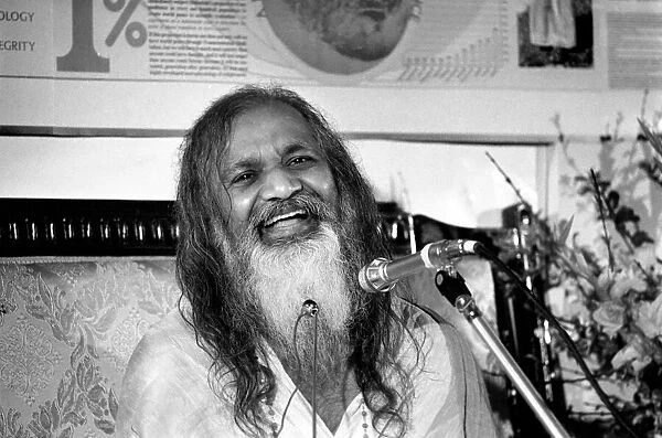 Maharishi is back in Town. March 1975 75-01534-002 Maharishi Mahesh Yogi - founder of