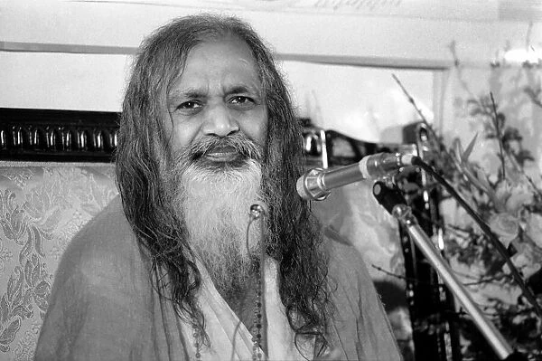 Maharishi is back in Town. March 1975 75-01534-003 Maharishi Mahesh Yogi - founder of