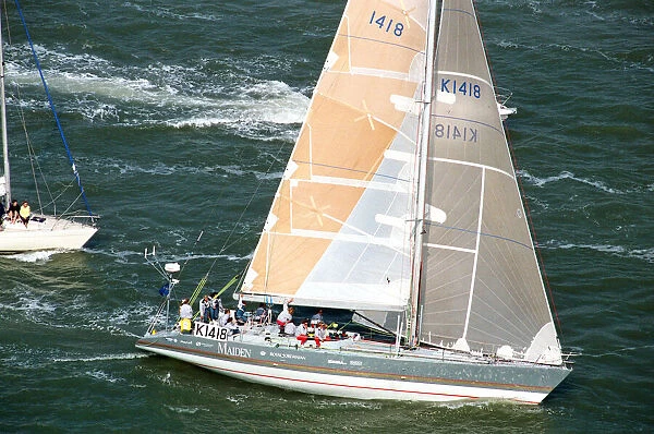 Maiden returns to the UK. 28th May 1990. The first all woman crew to sail