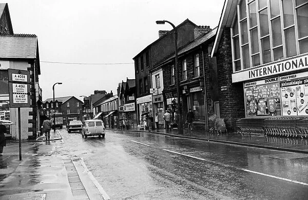 The main shopping street in Treorchy, Wales. 8th November 1979