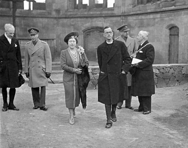 His Majesty King George VI and Queen Elizabeth inspect the damage in the city of Coventry
