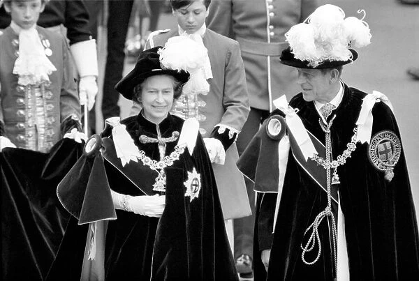 Her Majesty Queen Elizabeth II accompanied by Prince Philip