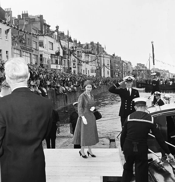 Her Majesty Queen Elizabeth II arriving at St Peter Port in Guernsey on her royal visit