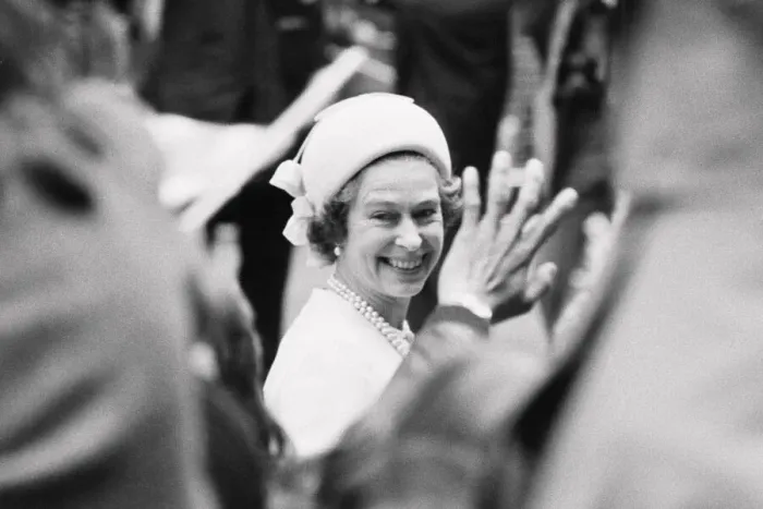 Framed Print : Her Majesty Queen Elizabeth II is greeted by enthusiastic crowds on her walk about in Framed Print : Her Majesty Queen Elizabeth II is greeted by enthusiastic crowds on her walk about in