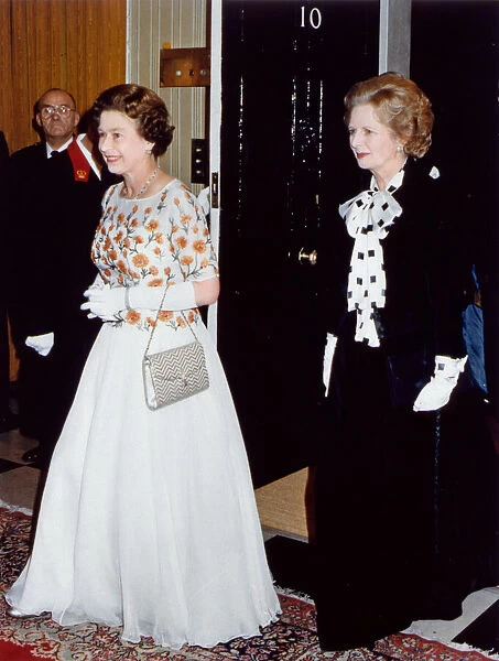 Her Majesty Queen Elizabeth II and Prime Minister Margaret Thatcher at Number 10 Downing