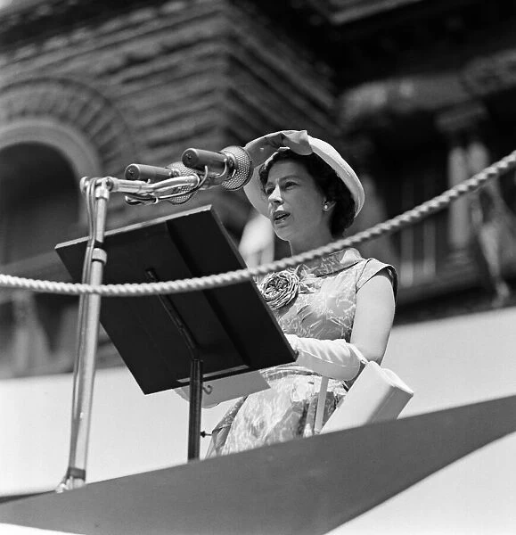 Her Majesty Queen Elizabeth II speaking, pictured during the Royal tour of Canada