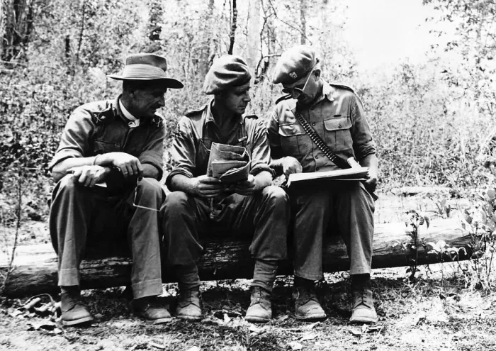 Framed Print : Major General Stockwell a lieutenant colonel and a brigadier hold a roadside conference Framed Print : Major General Stockwell a lieutenant colonel and a brigadier hold a roadside conference