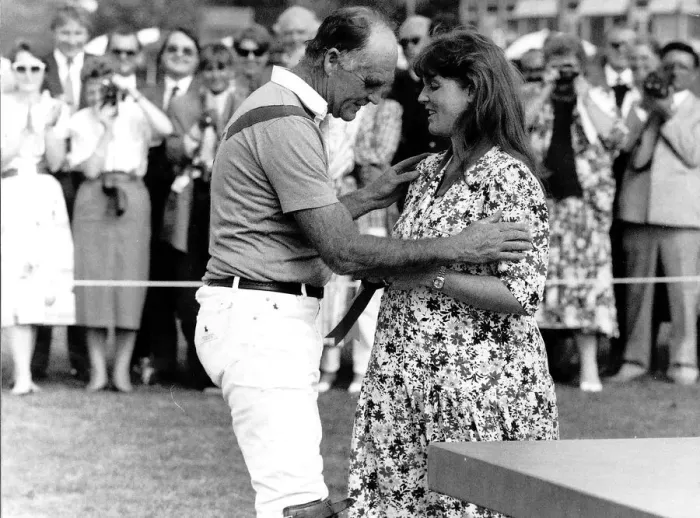 Framed Print : Major Ronald Ferguson with his pregnant daughter Sarah at windsor Polo club