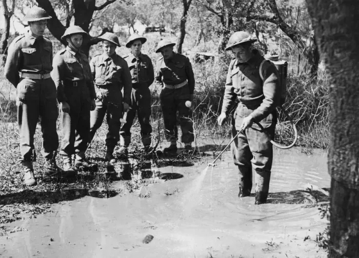 Framed Print : Malarial sprayer in the Pontine Marsh, Anzio. 22nd April 1944 Framed Print : Malarial sprayer in the Pontine Marsh, Anzio. 22nd April 1944