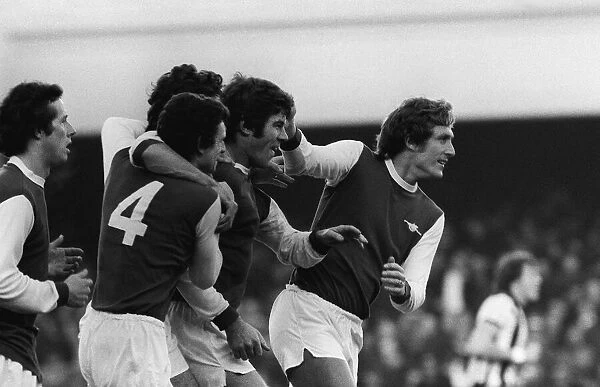 Malcolm Macdonald with Arsenal after scoring goal 1976