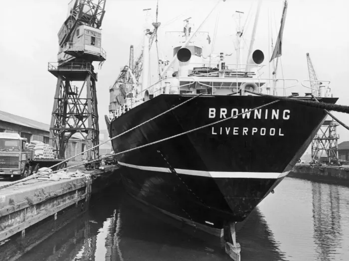 Framed Print : Malt Barley seen here being loaded on to the cargo vessel Browning at Middlesbrough Docks Framed Print : Malt Barley seen here being loaded on to the cargo vessel Browning at Middlesbrough Docks