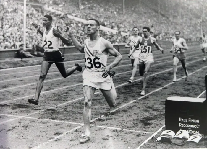 Framed Print : Malvin Whitfield wins the 800 metre final at the 14th Olympic Games in London, England Framed Print : Malvin Whitfield wins the 800 metre final at the 14th Olympic Games in London, England