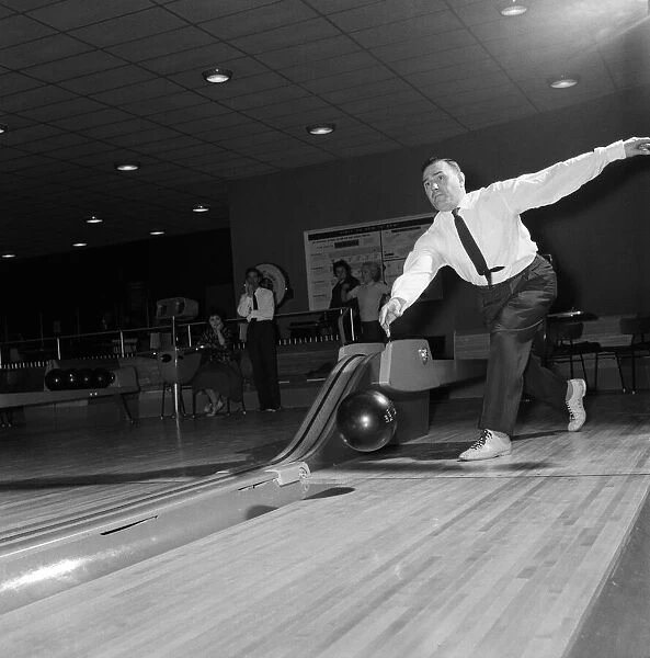 A man bowling at Top Rank Bowl, Streatham. 9th February 1962