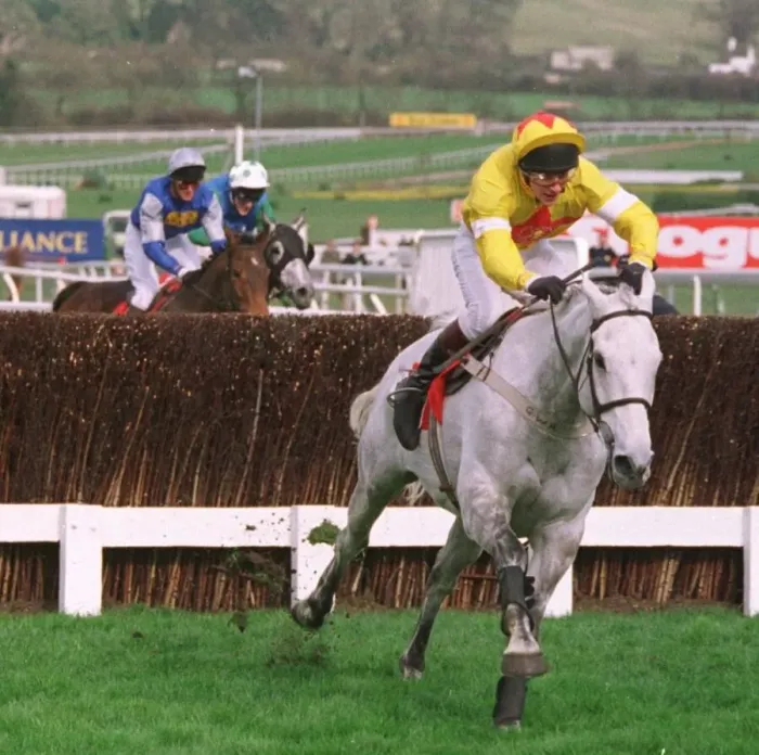 Framed Print : One Man and Brian Harding winning the Queen Mother Champion Chase at Cheltenham in March