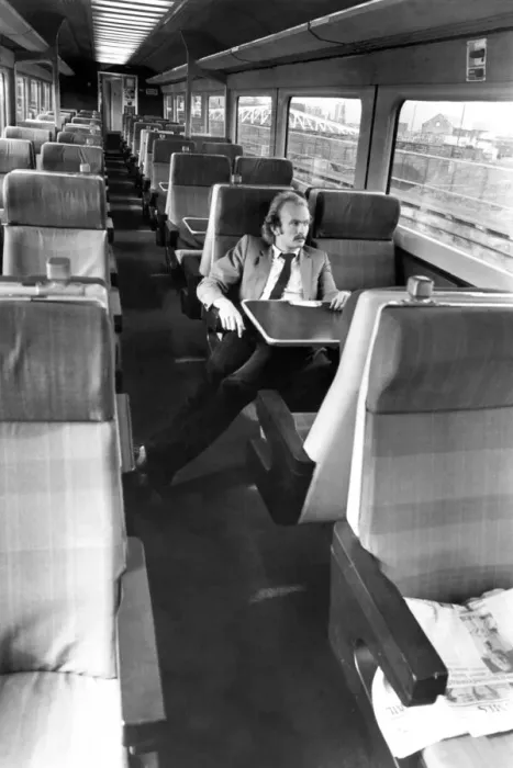 Framed Print : One man in a carriage travelling into Newcastle on the East Coast Main line train on 1st Framed Print : One man in a carriage travelling into Newcastle on the East Coast Main line train on 1st