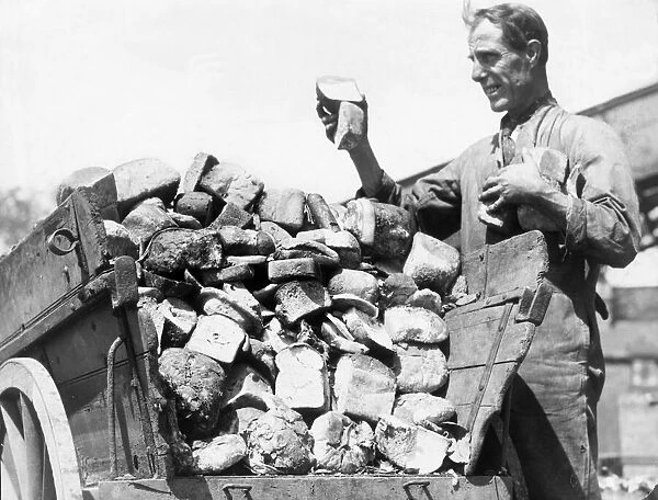 Man with cart of food waste, Newcastle. June 28th 1941