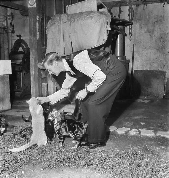 Man at a cat crematorium. October 1952 C5215A
