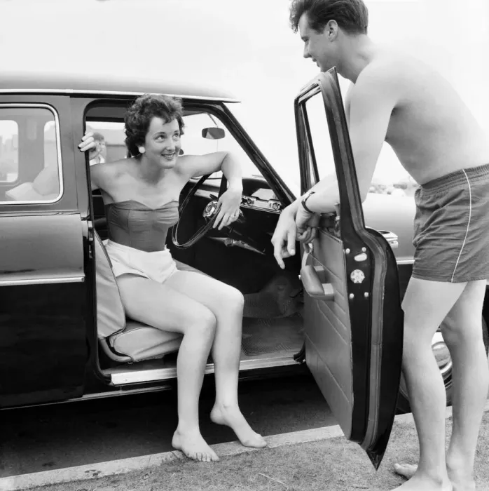 Framed Print : Man chats to a woman on the sea front at Haylake. June 1960 M4313-002 Framed Print : Man chats to a woman on the sea front at Haylake. June 1960 M4313-002