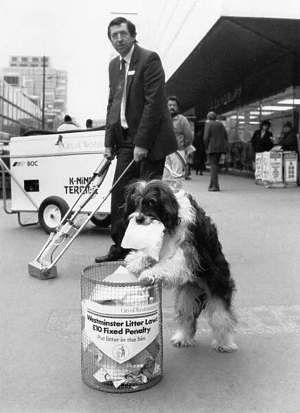 One man and his dog. Malcolm Walden and Pippin clean up the streets