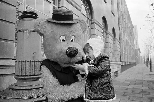 A man dressed up as a 7ft bear, Middlesbrough. 1972