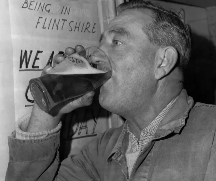 Framed Print : A man drinking a pint at his local pub after new licencing laws came into effect