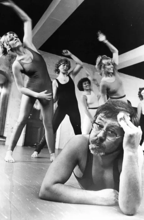 Framed Print : This one man seems to be enjoying this keep-fit session surrounded by women