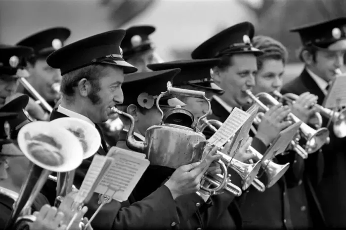 Framed Print : Man playing the kettle for the Pilling Jubilee Silver Band Framed Print : Man playing the kettle for the Pilling Jubilee Silver Band