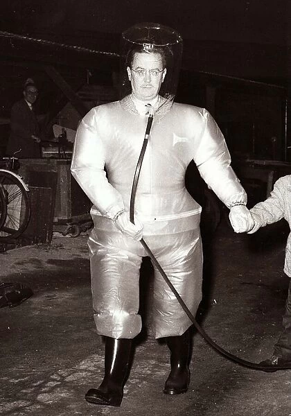 A man wearing an air filled Atom Suit to be used at Britain