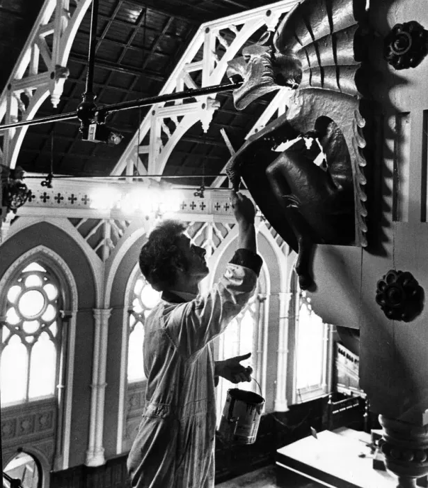 Framed Print : A man at work in Middlesbrough Town Hall. 15th August 1979 Framed Print : A man at work in Middlesbrough Town Hall. 15th August 1979