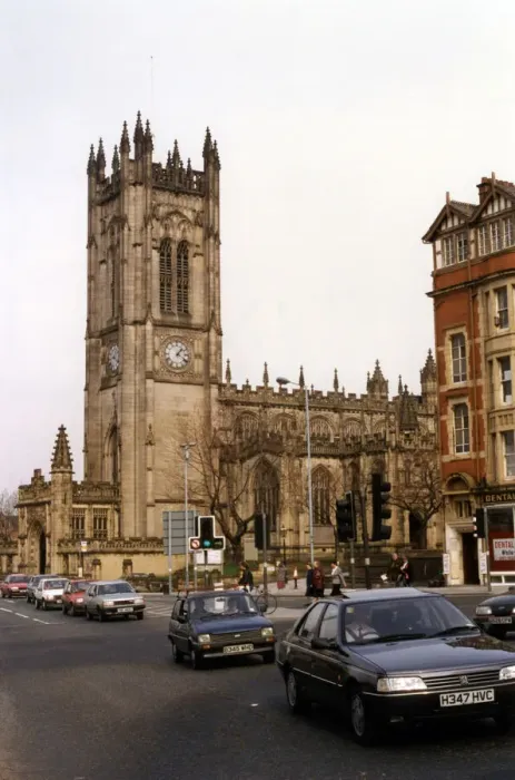 Framed Print : Manchester Cathedral, 27th March 1991. Manchester Cathedral is a medieval church