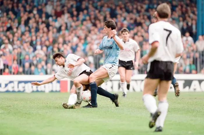Framed Print : Manchester City 2-1 Derby County, league match at Maine Road, Saturday 20th April 1991 Framed Print : Manchester City 2-1 Derby County, league match at Maine Road, Saturday 20th April 1991