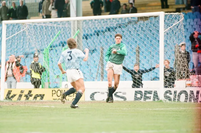 Framed Print : Manchester City 2-1 Derby County, league match at Maine Road, Saturday 20th April 1991 Framed Print : Manchester City 2-1 Derby County, league match at Maine Road, Saturday 20th April 1991
