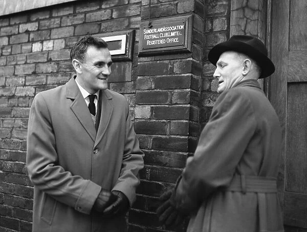 Manchester City footballer Don Revie pictured at Roker Park to discuss transfer