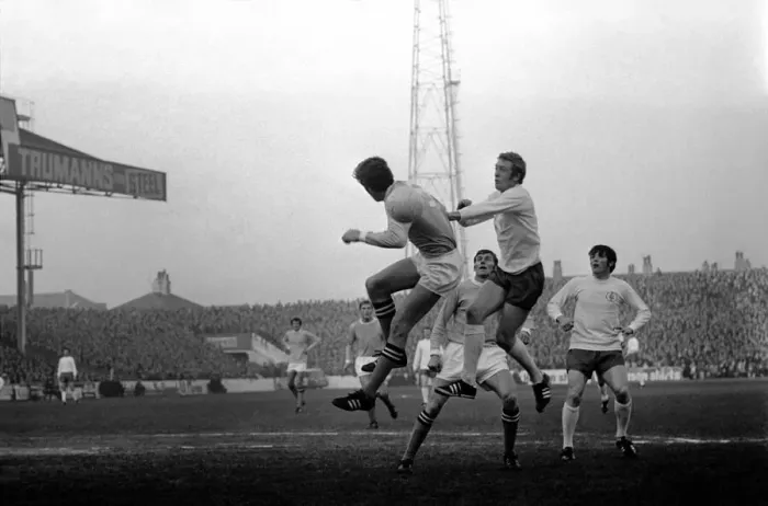 Framed Print : Manchester City v. Leeds United. The ball beats both Booth