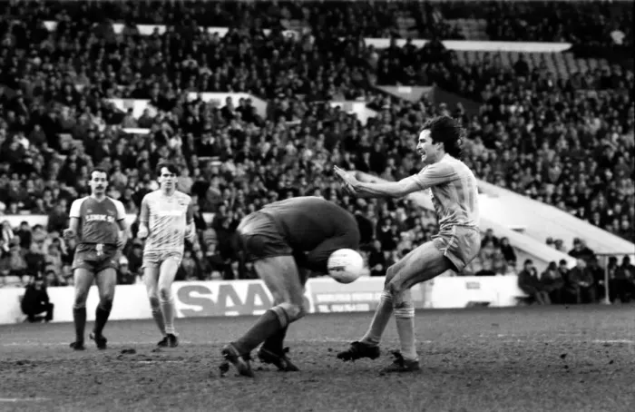 Framed Print : Manchester City v. Shrewsbury. March 1984 MF14-18-022 The final score was a one nil