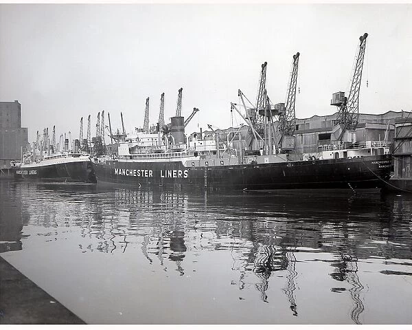 Manchester Liner ships in the docks at Manchester Ship canal June 1967