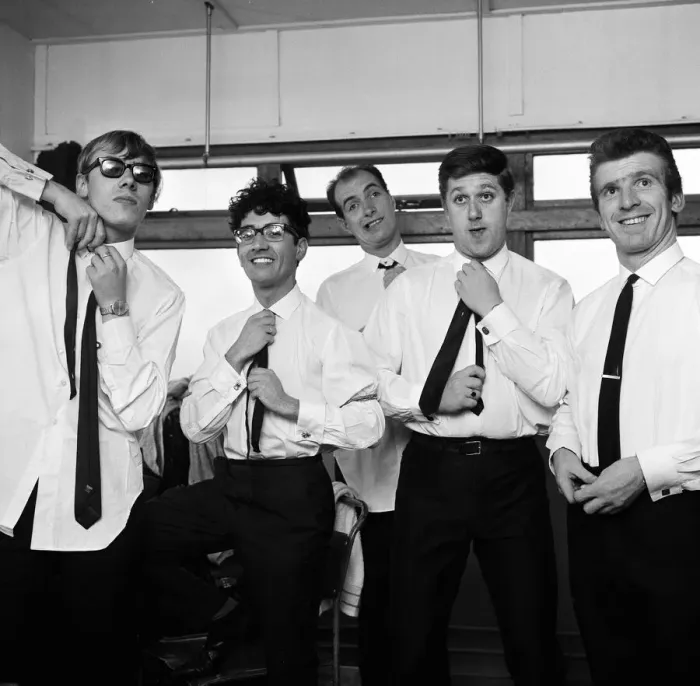 Framed Print : Manchester pop group Freddie and the Dreamers backstage at the Britannia Theatre Framed Print : Manchester pop group Freddie and the Dreamers backstage at the Britannia Theatre