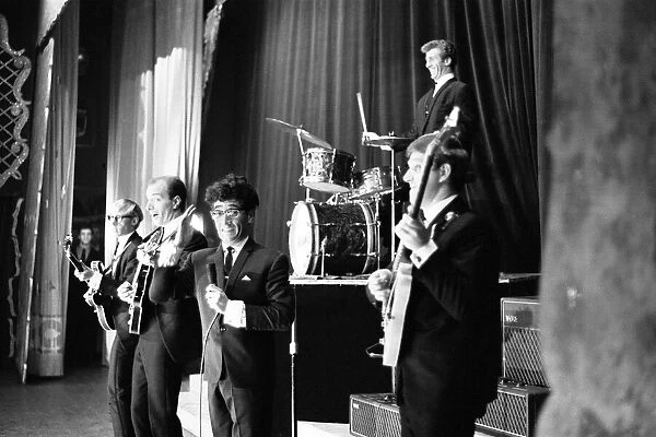 Manchester pop group Freddie and the Dreamers performing on stage at the Britannia