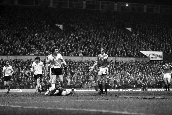 Manchester United 0 v. Leeds United 1. Division One Football. February 1981 MF01-37-024