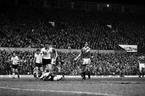 Manchester United 0 v. Leeds United 1. Division One Football. February 1981 MF01-37-017
