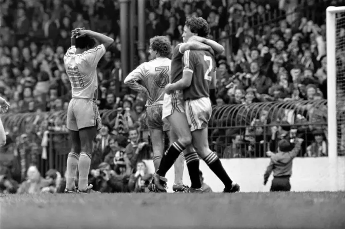 Framed Print : Manchester United 1 v. Crystal Palace 0. Division One Football. April 1981 MF02-12-070 Framed Print : Manchester United 1 v. Crystal Palace 0. Division One Football. April 1981 MF02-12-070