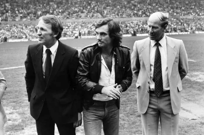 Framed Print : Manchester United 2 v. Stoke City 0. Division 1 Football. George Best and Bobby Charlton Framed Print : Manchester United 2 v. Stoke City 0. Division 1 Football. George Best and Bobby Charlton