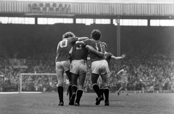 Framed Print : Manchester United 2 v. Stoke City 0. Division 1 Football. May 1982 MF07-02-086 Framed Print : Manchester United 2 v. Stoke City 0. Division 1 Football. May 1982 MF07-02-086