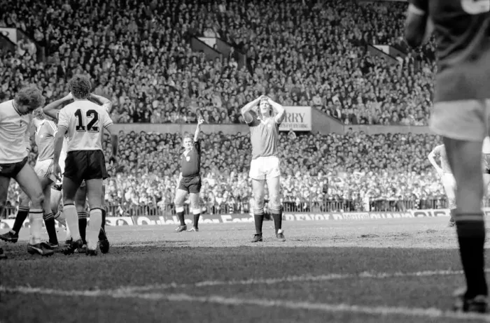 Framed Print : Manchester United 2 v. Tottenham Hotspur 0. April 1982 MF06-32-072 Local Caption Framed Print : Manchester United 2 v. Tottenham Hotspur 0. April 1982 MF06-32-072 Local Caption