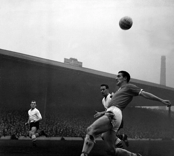 Manchester United defender Bill Foulkes in action during the league match against Fulham